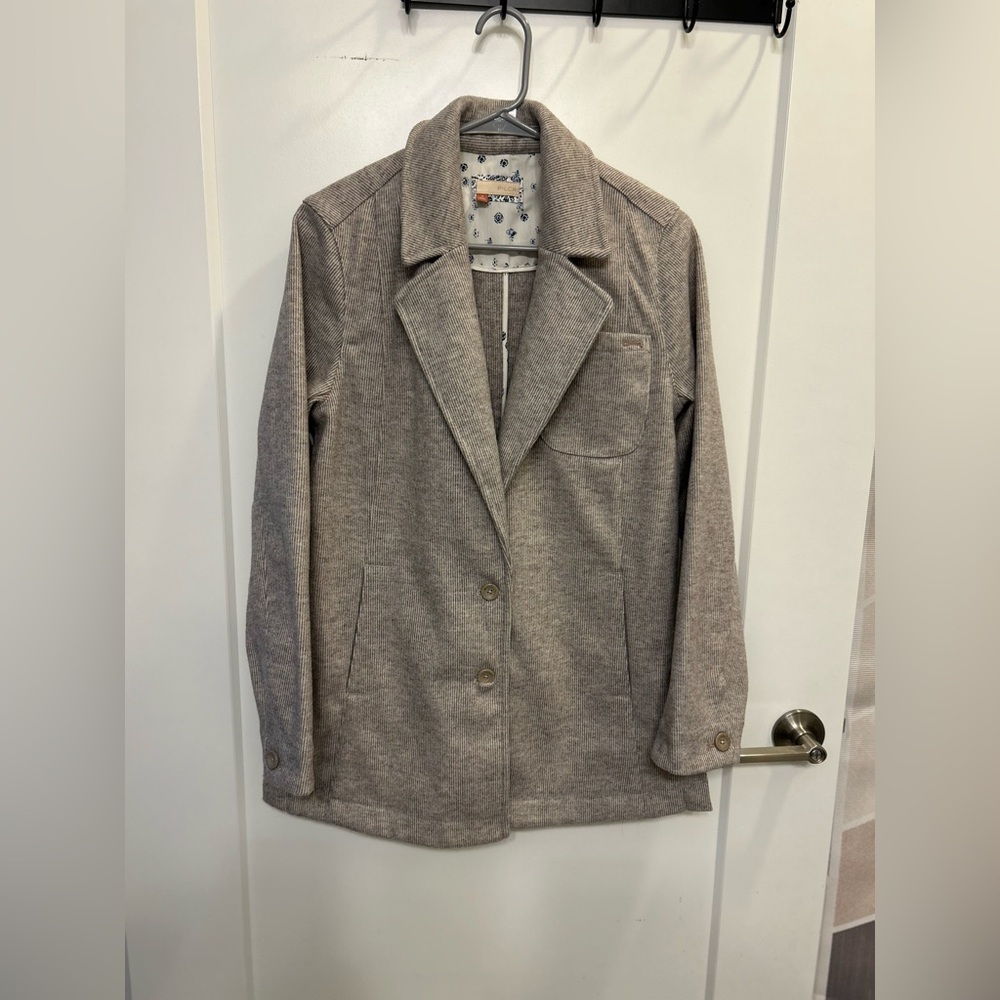 Like New Pilcro by Anthropology Gray Stripped Coat